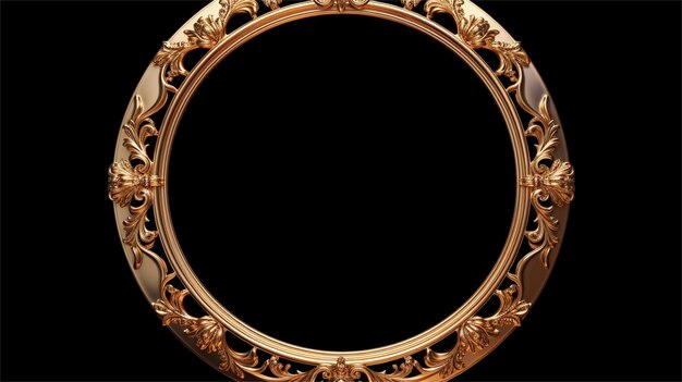 Photo illustration of a golden frame on a black background with copy space