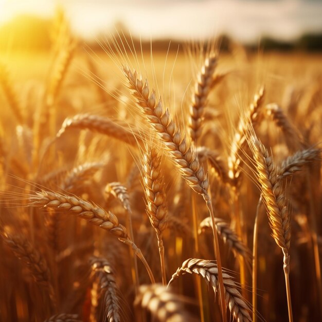 Illustration of golden wheat fields