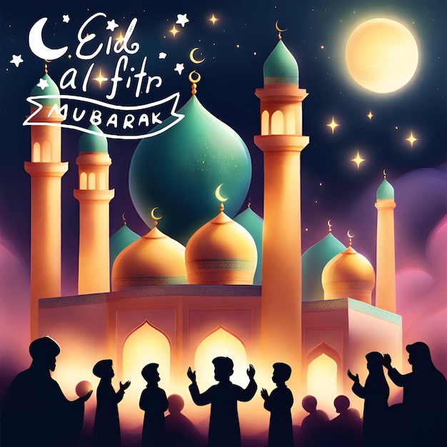 Photo illustration gradient eid alfitr background