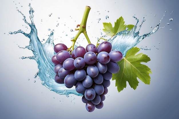 Illustration of grape with a water splash