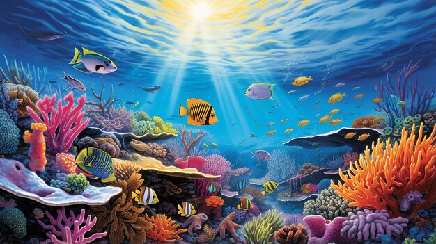 Illustration of the great barrier reef australia