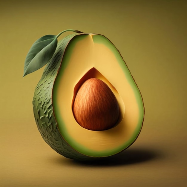 Illustration of green avocado isolated on neutral background