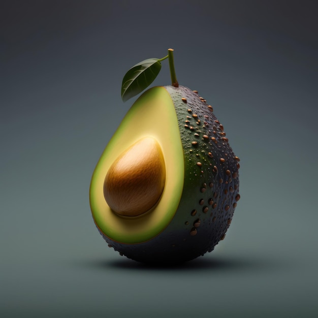 Illustration of green avocado isolated on neutral background