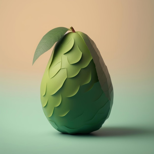 Illustration of green avocado isolated on neutral background