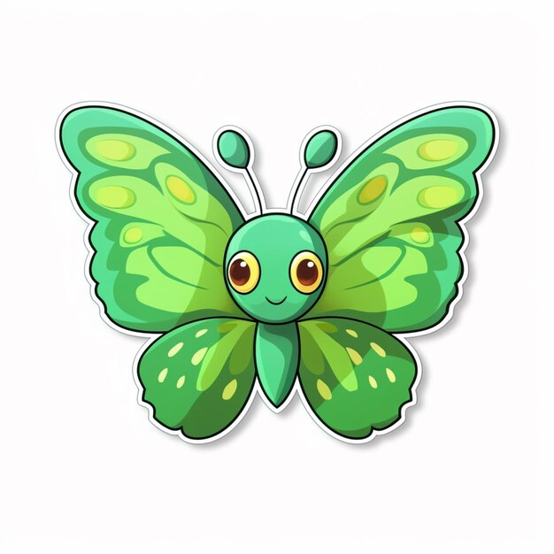 Photo illustration of a green butterfly with yellow spots on its wings generative ai