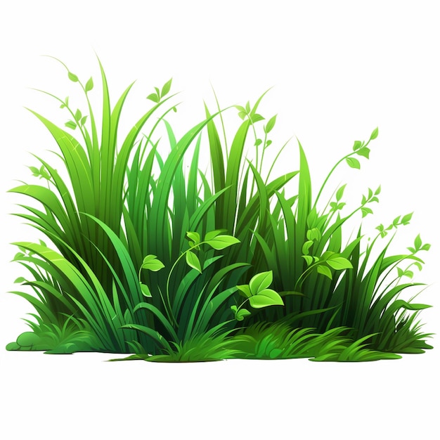 白い背景の緑の草のイラスト ベクトルイラスト