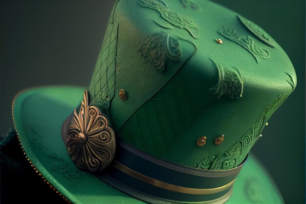 Illustration of green hat patrick day with clover AI