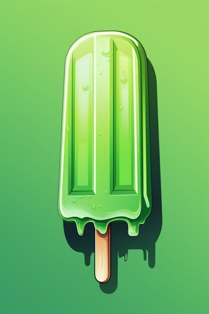 Illustration of a green popsicle with a green background generative ai