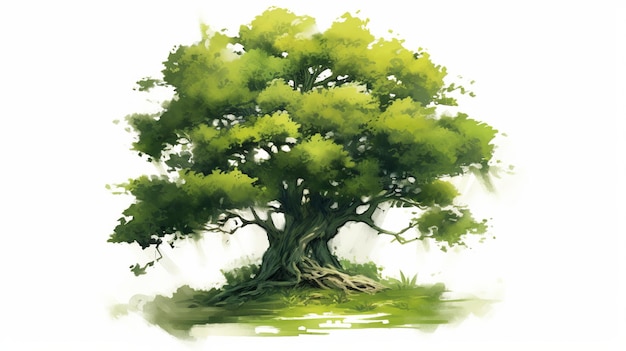 Illustration of green tree Generative ai