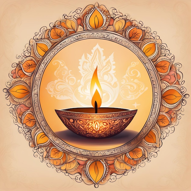 Photo illustration or greeting card for happy diwali festival holiday background