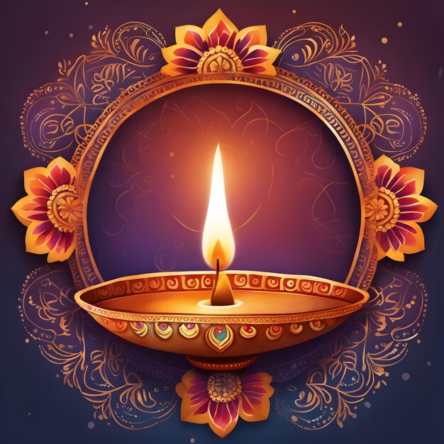 Illustration or greeting card for happy diwali festival holiday background