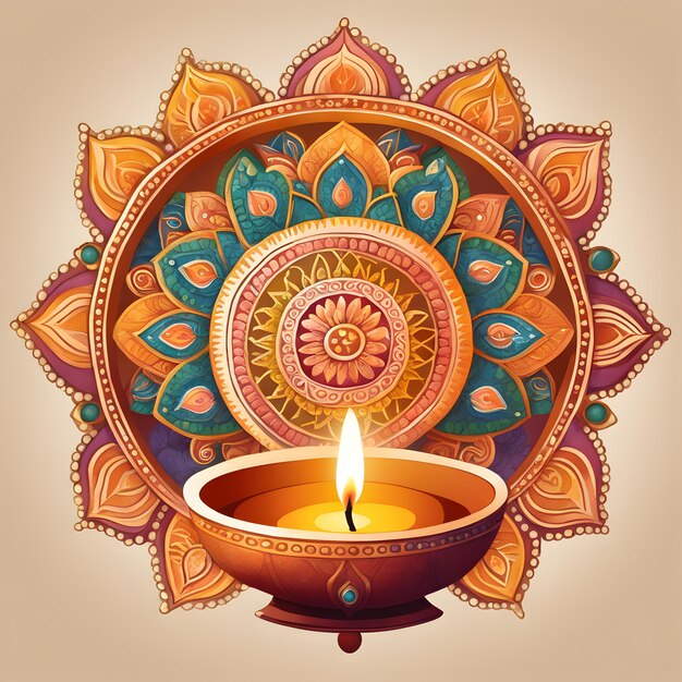 Illustration or greeting card for happy diwali festival holiday background