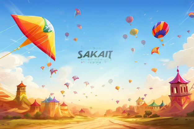 Illustration of greeting for makar sankranti festival