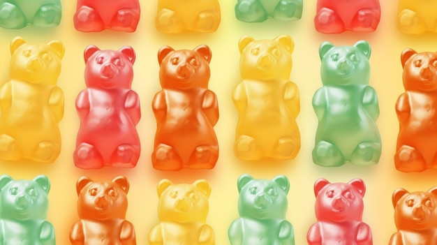 Photo illustration of a group of colorful gummy bears