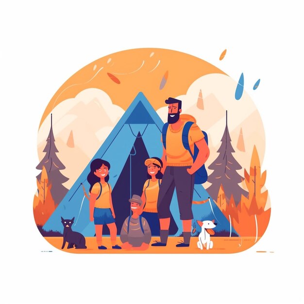 Photo illustration of a group of people hiking in mountain