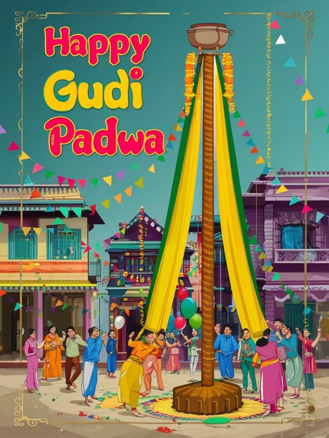 An illustration of the Gudi Padwa Day celebration