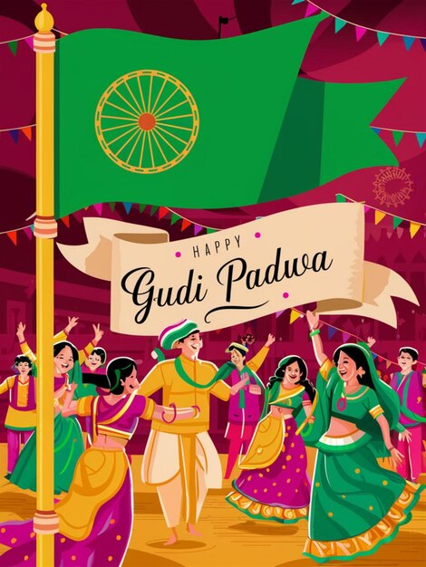 An illustration of the Gudi Padwa Day celebration