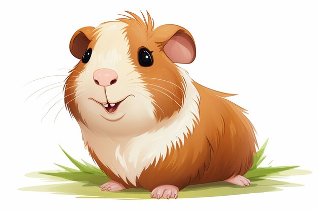 Photo illustration of a guinea pig with autumn leaves on a white background ai generated