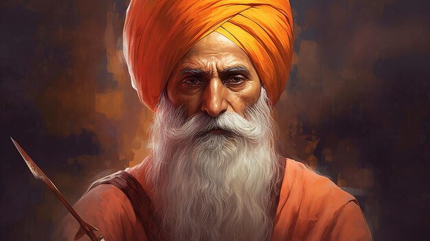 illustration of guru nank dev ji same as this image Generative ai