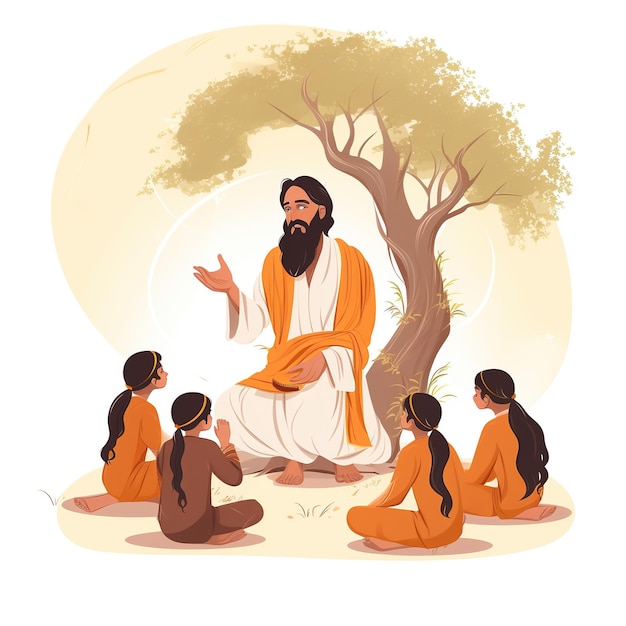 Illustration Guru Purnima celebrated by Hindus and Buddhists to thank their teachers Ai Generated