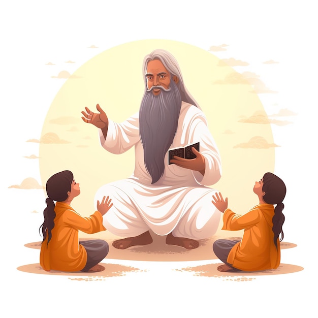 Illustration Guru Purnima celebrated by Hindus and Buddhists to thank their teachers Ai Generated