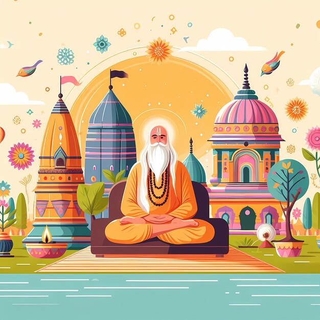 illustration for guru purnima in flat style