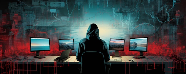 Illustration Of A Hacker Thwarted Background