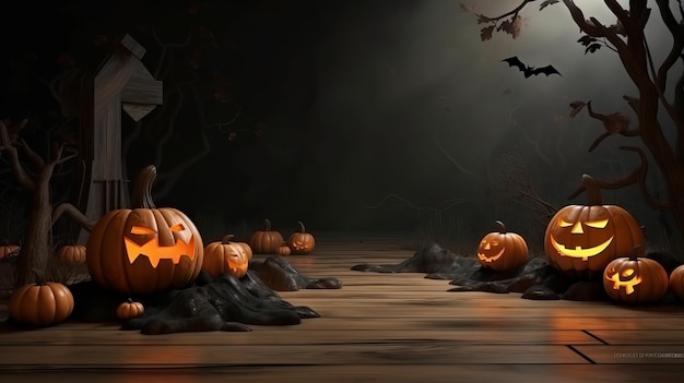 Illustration Halloween Background with copy space Generative Ai