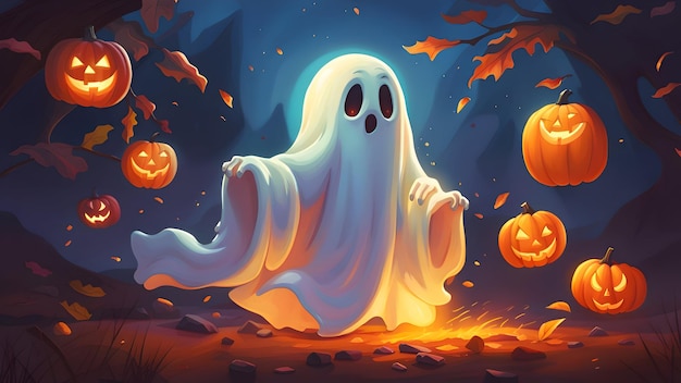 Premium AI Image | Illustration of halloween background with ghost