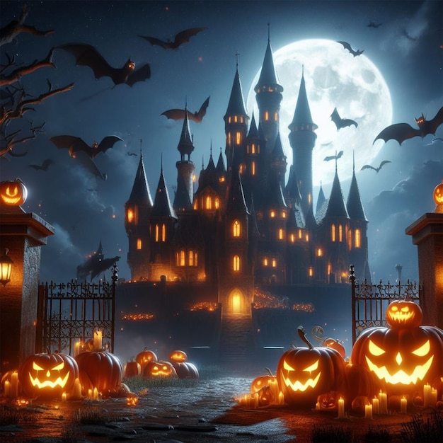 illustration of a halloween castle