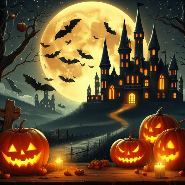 illustration of a halloween castle