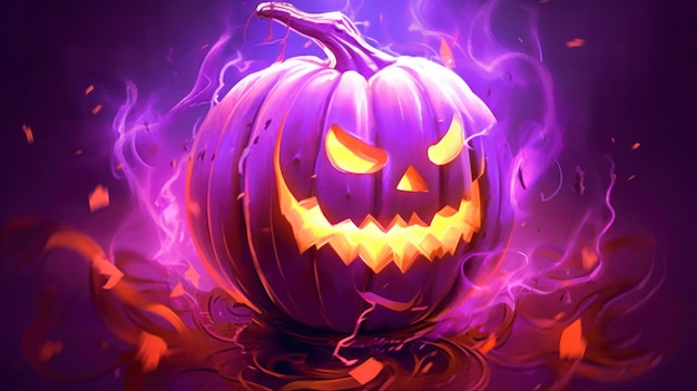 Illustration of a halloween pumpkin in light magenta tones