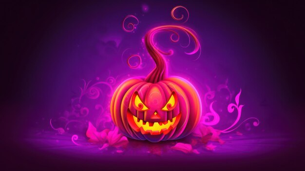 Illustration of a halloween pumpkin in magenta tones