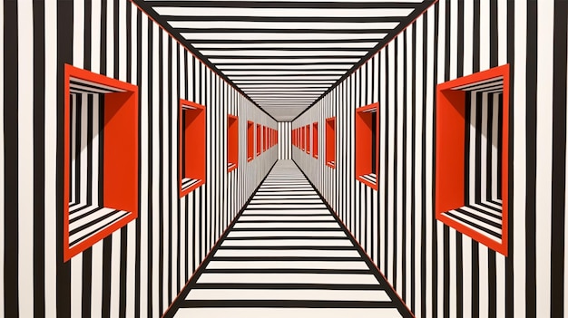 Photo illustration of a hallway with a number of white