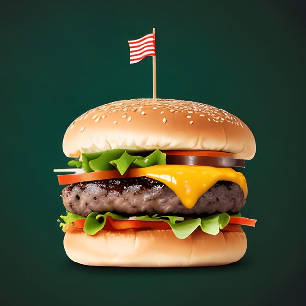 Illustration of a hamburger in black background