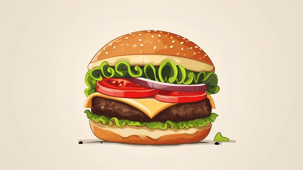 illustration of a hamburger with lettuce generative ai