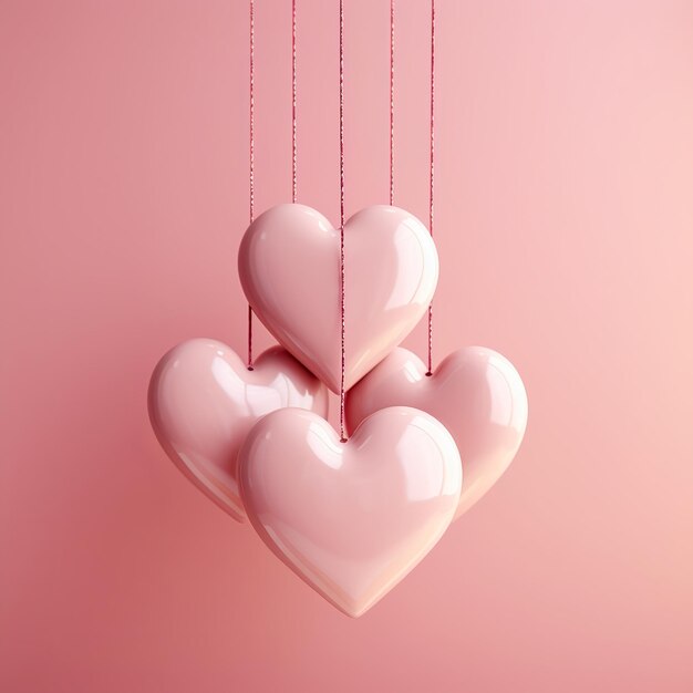 Illustration of hanging heart for mother's day valentine's day and women's day generative ai