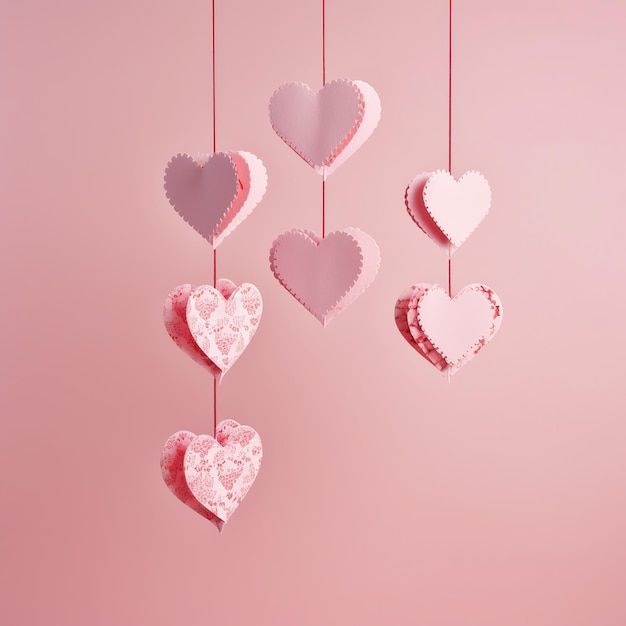 Illustration of hanging heart for mother's day valentine's day and women's day Generative ai