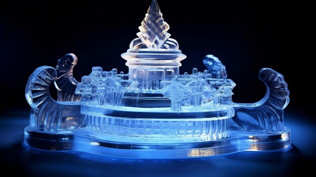 Photo illustration of a hanukkahthemed ice sculpture generative ai