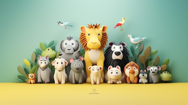 Photo illustration of happy animal in the jungle