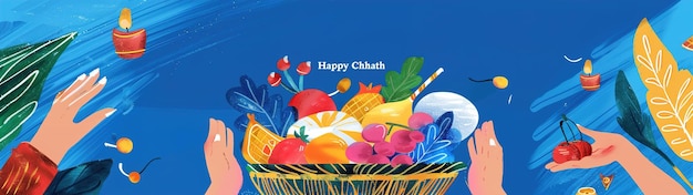 illustration of happy chhath puja holiday background for sun festival of indiavector