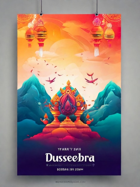 illustration happy Dussehra banner social media post template design