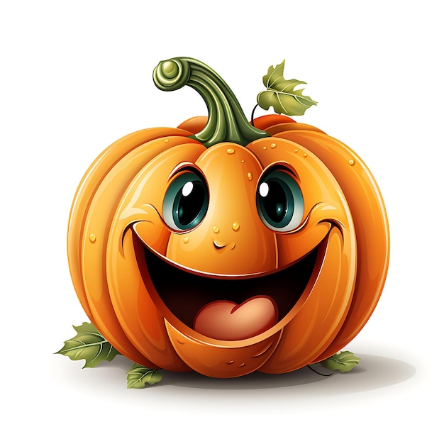 illustration of a happy face pumpkin Clipart white background colorful