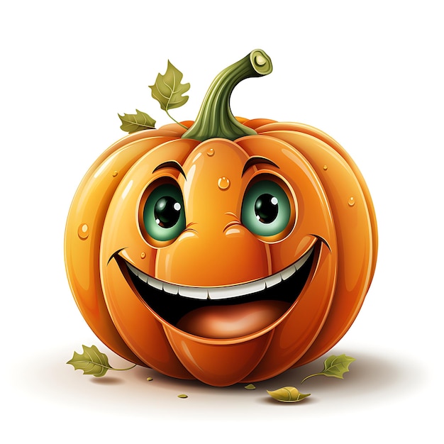 Foto illustrazione di una faccia felice zucca clipart sfondo bianco colorato