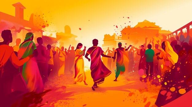 Illustration of happy holi background for festival of colors celebration greetings