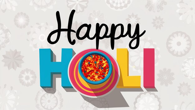 Illustration of Happy Holi in colorful text