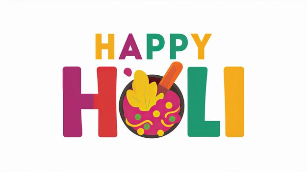 Illustration of Happy Holi in colorful text