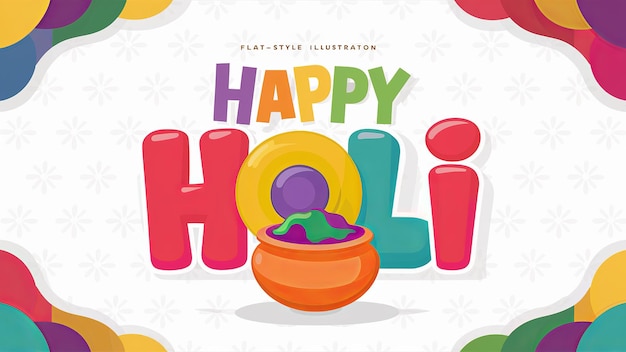 Illustration of Happy Holi in colorful text