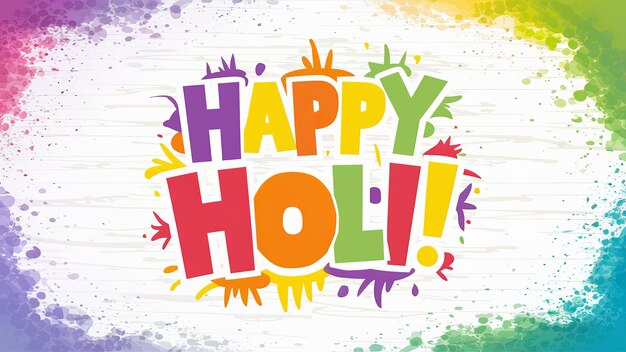 Illustration of Happy Holi in colorful text