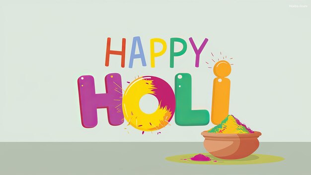 Illustration of Happy Holi in colorful text